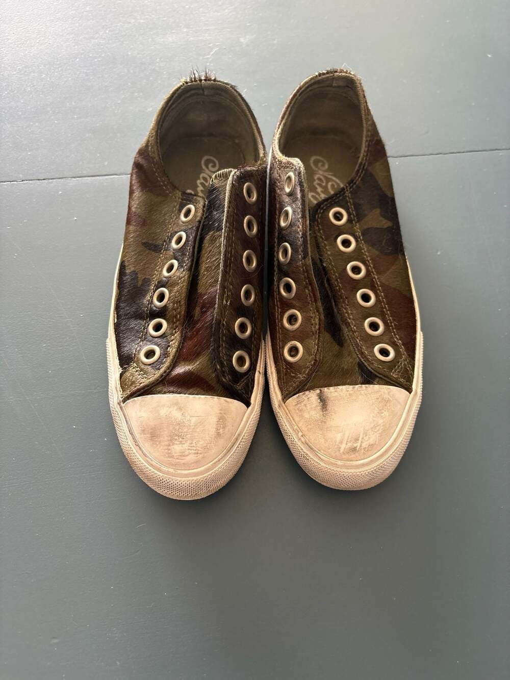 Naughty Monkey Shalomar Camo Pony Hair Slip-On Sneakers Size 7.5